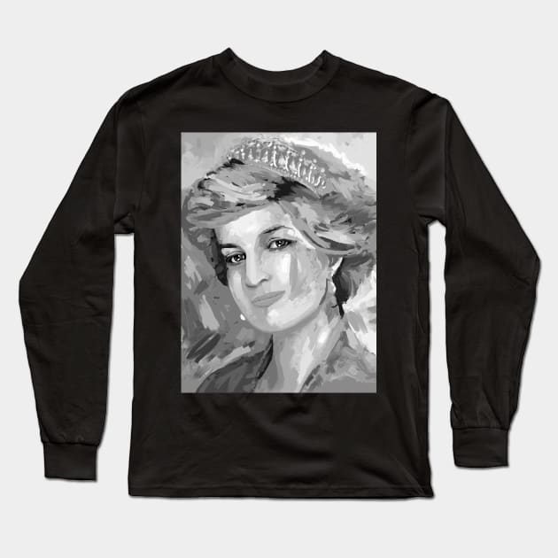 Princess Diana Black and White Long Sleeve T-Shirt by mailsoncello